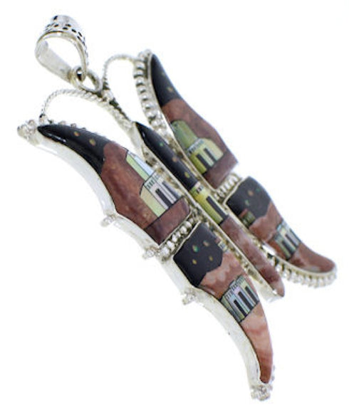 Multicolor Native American Design Butterfly Jewelry Pendant PX29778
